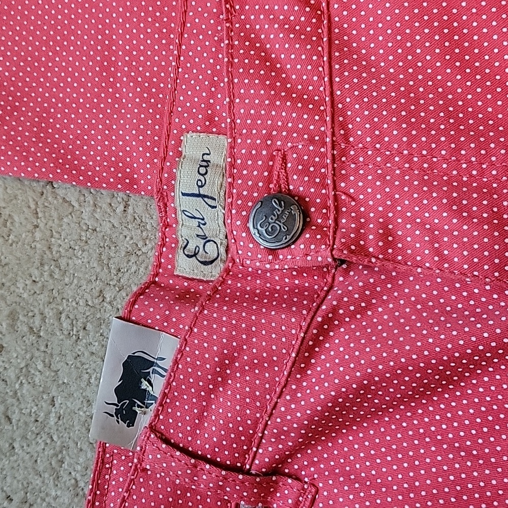 Earl Jeans Polka Dot Jeans 12 Pink White New - Picture 3 of 5